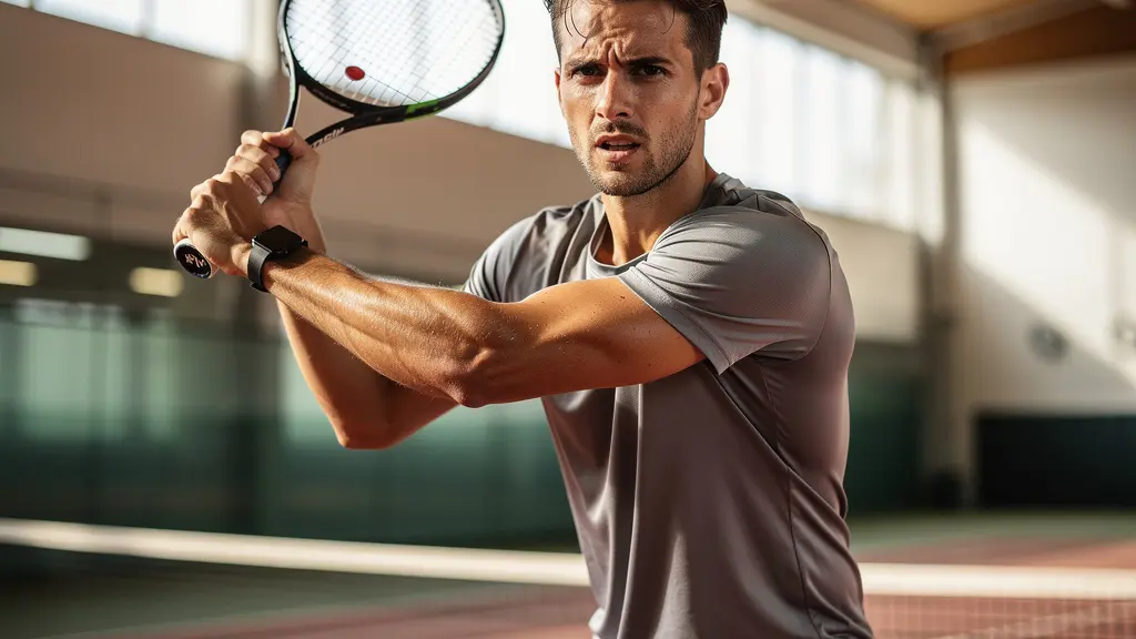 Joueur effectuant des mouvements de shadow tennis pour l'activation cardiovasculaire