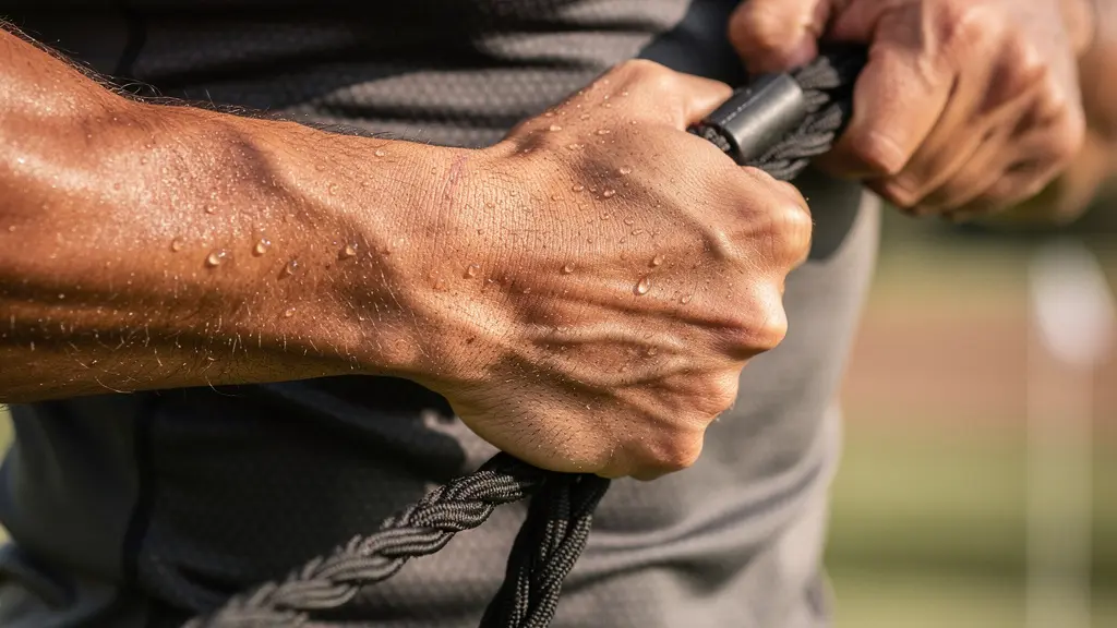Exercice Pallof Press avec élastique pour activation pré-parcours
