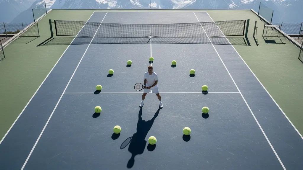 Vue aérienne montrant les positions de lancer de balle selon le système de l'horloge