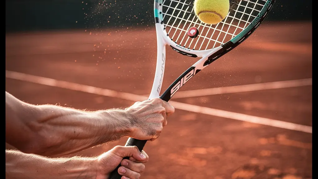 Joueur ajustant sa prise pour frapper une balle haute en revers sur terre battue